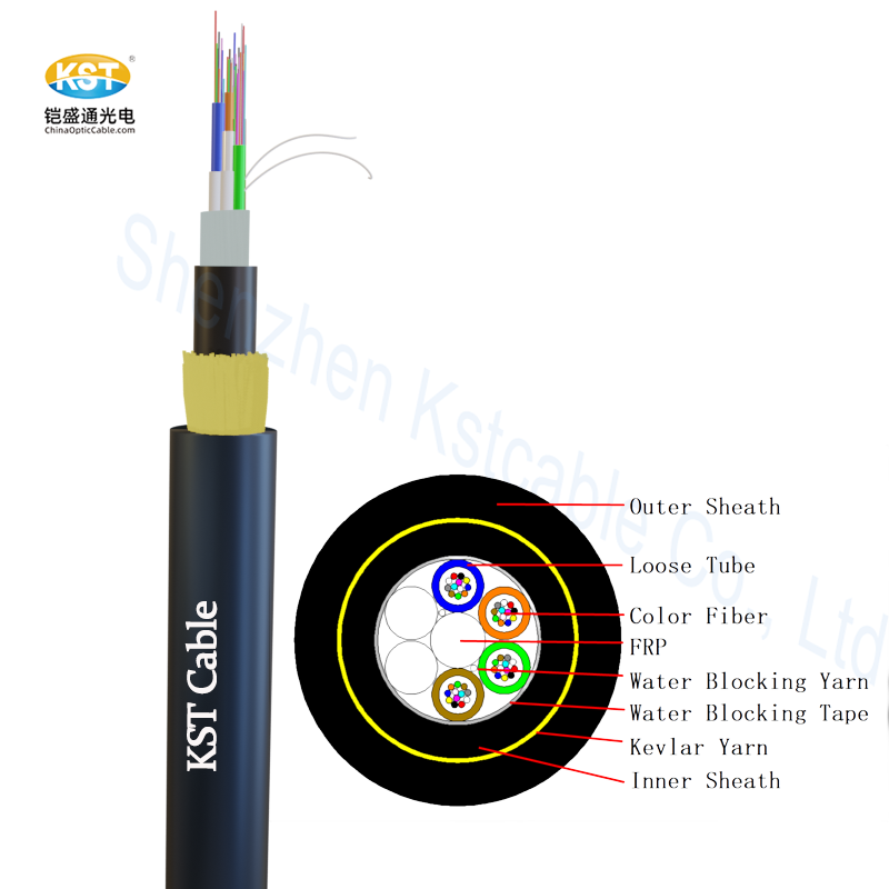 Câble de fibre optique ADSS 48F G655 gelée gratuite