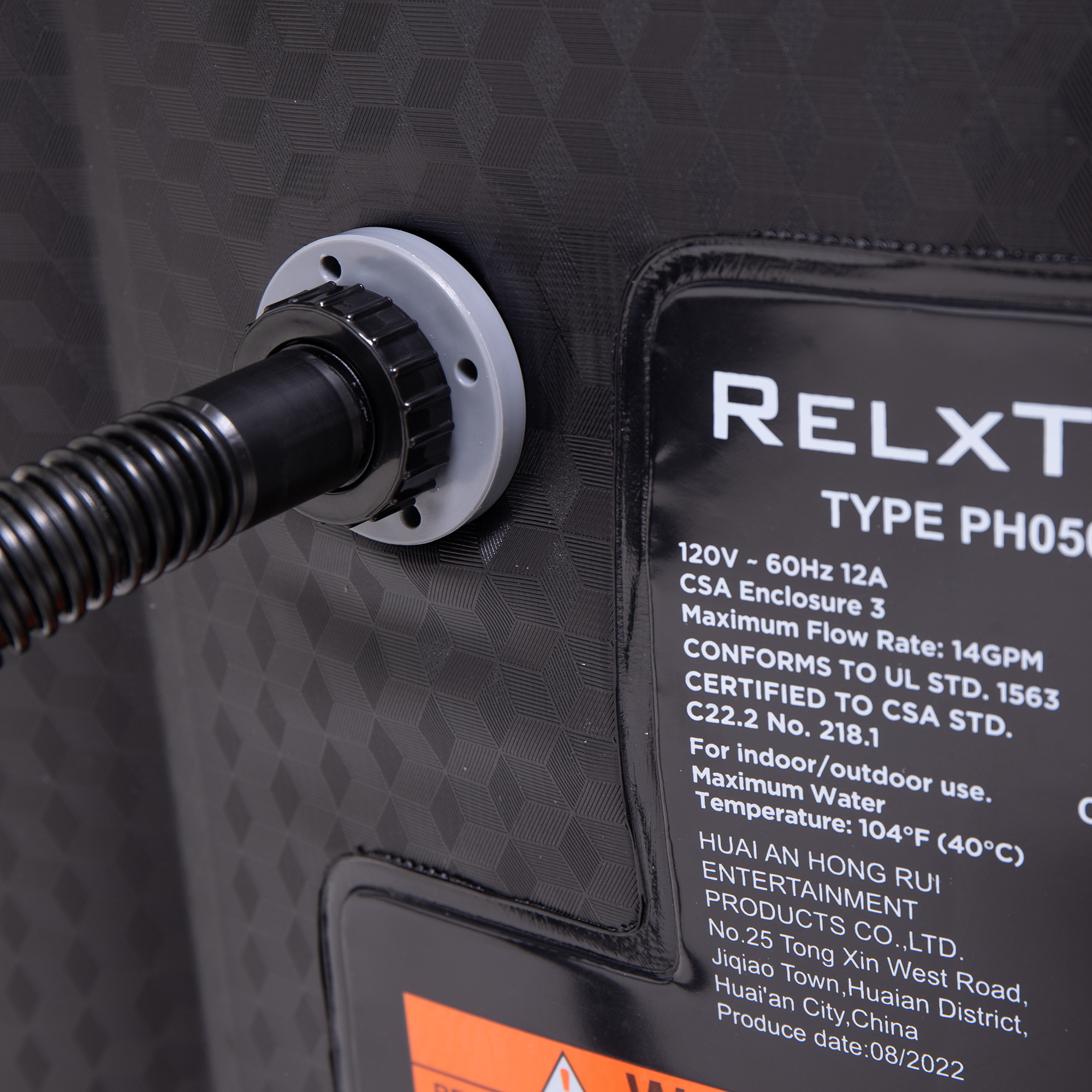 INFLATABLE HOT TUB SPA WITH PVC - SQUARE - 4 PERSONS -BLACK