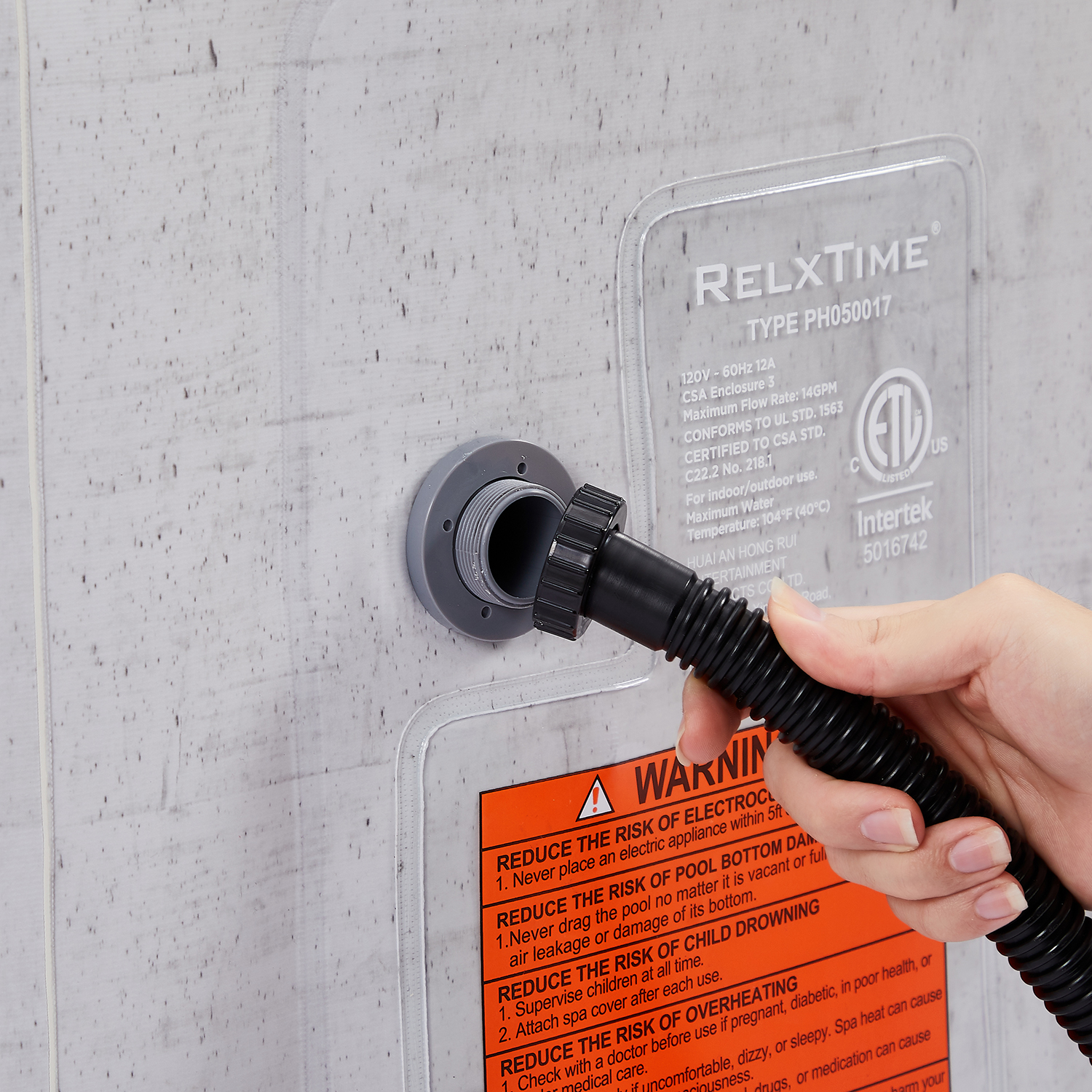 INFLATABLE SPA WITH PVC - ROUND - 4 PERSONS -GREY