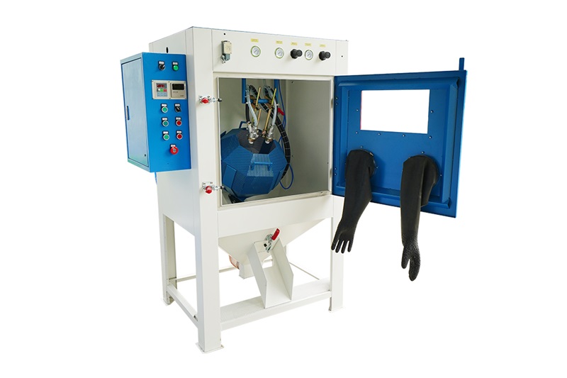 Cabina de chorro en cesta giratoria, Máquina de arenadora automática
