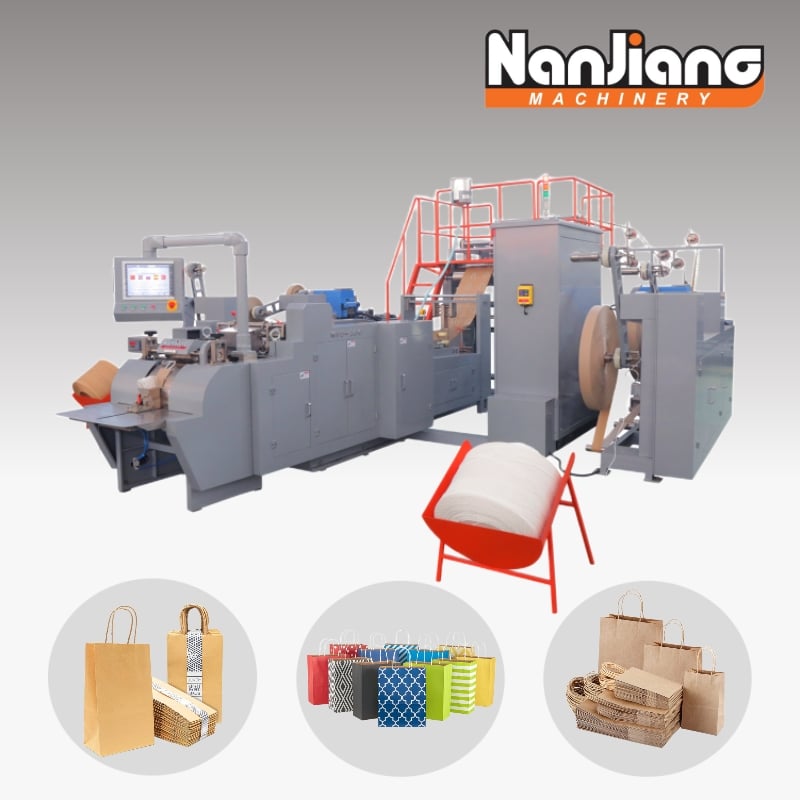 WFD-120 Fully Automatic Roll Fed Paper Bags With Twisted Handle Machine ...