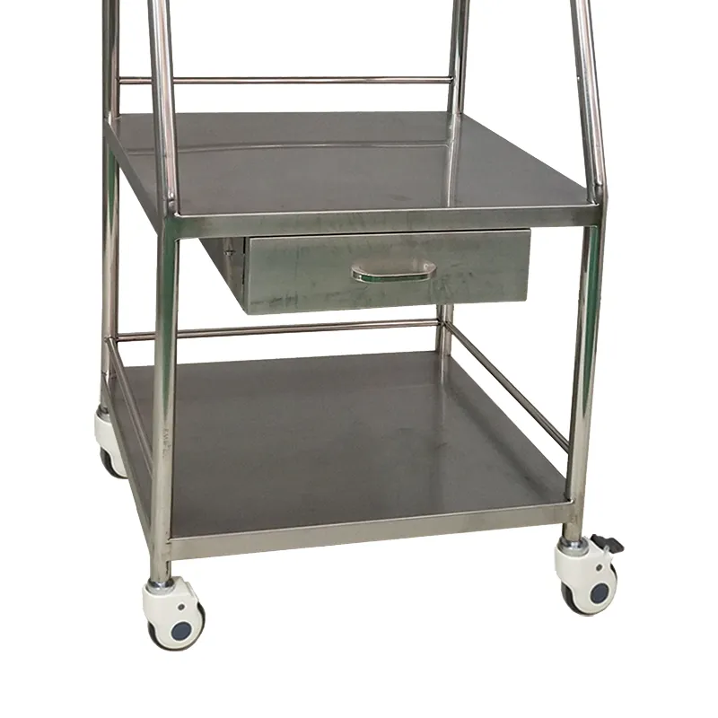 MN-SUS066 Best-selling stainless steel assembled drug treatment trolley medical handcart