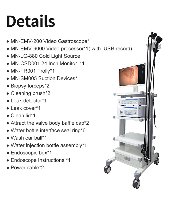 Colonoscope Stack System MN-ESP001 CE Approved Hospital Gastroscope and Colonoscope with Light ...
