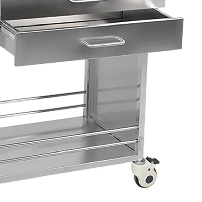 MN-SUS065 Hospital stainless steel medical equipment trolley with two drawers, nursing stainless steel trolley