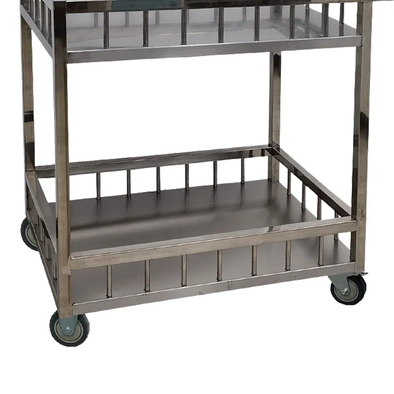 MN-SUS090 Two-layer stainless steel treatment trolley, mobile medical trolley