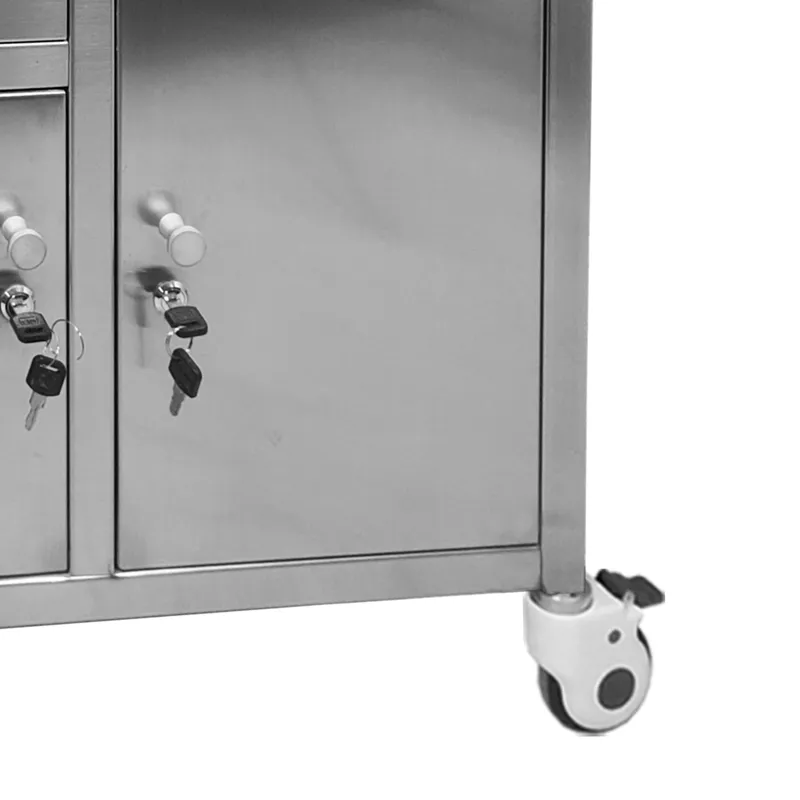 MN-SUS076 Medical 304 stainless steel fully enclosed medical trolley, hospital furniture, medical trolley with wheels