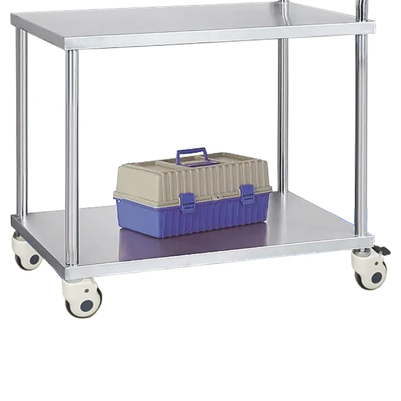MN-SUS041 Double-layer stainless steel thickened silent flat trolley, laboratory trolley, factory warehouse, canteen handling trolley