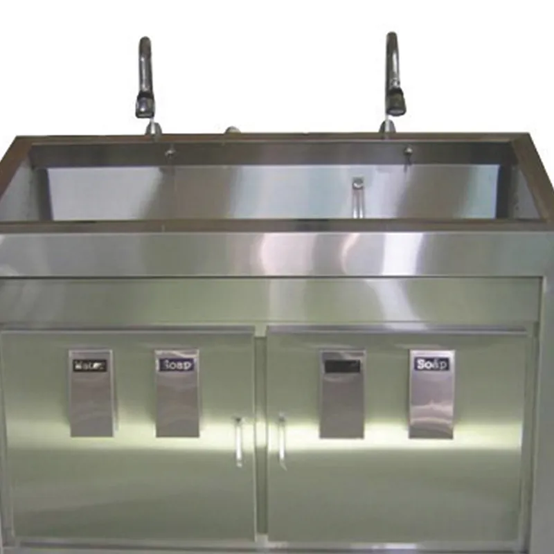 MN-SUS146 Double-bowl Stainless Steel Sink with Two Lockers for Hospital