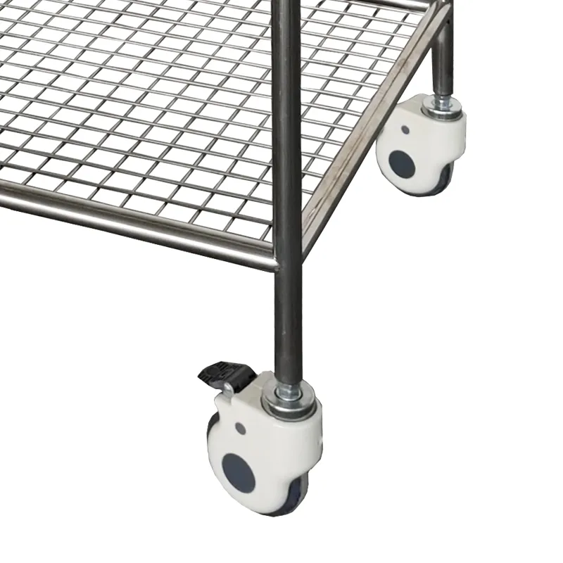 MN-SUS078 Stainless steel color 2-layer chrome-plated wire mesh metal shelves for industrial warehouse storage and display