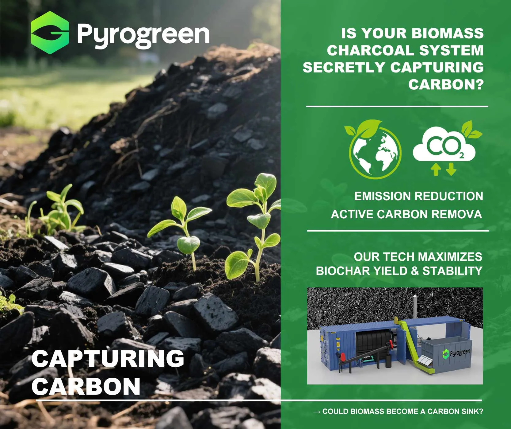 Más allá de los residuos: ¿Tu sistema de carbón vegetal de biomasa está capturando carbono secretamente?