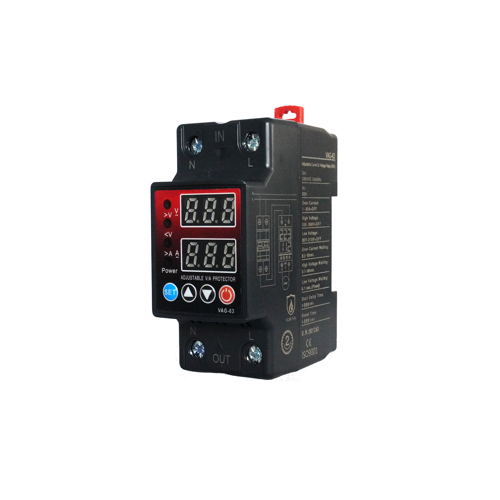 VAG-63 AUTO RECONNECTADJUSTABLEVOLTAGE CURRENTPROTECTOR