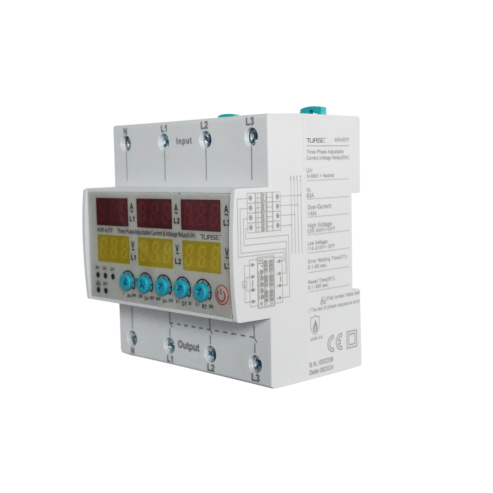 AVR-63TF THREE PHASE CURRENT & VOLTAGE PROTECTION RELAY