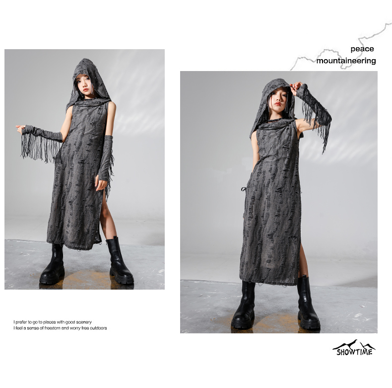 Wasteland-Stil zerrissenes Kleid Set