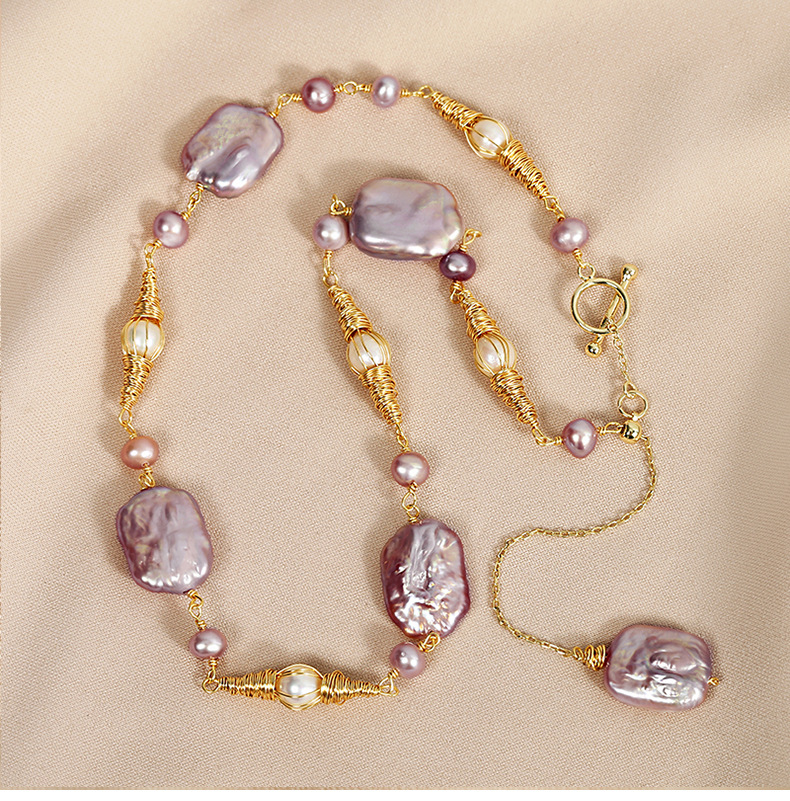 สร้อยคอเส้นคอโซ่ Baroque Freshwater Pearl แฟชั่นบุคลิกภาพ ราคาโรงงาน