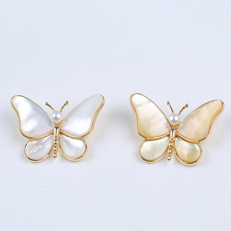 Pop Style Butterfly Shape Genuine Pearl Brooch China