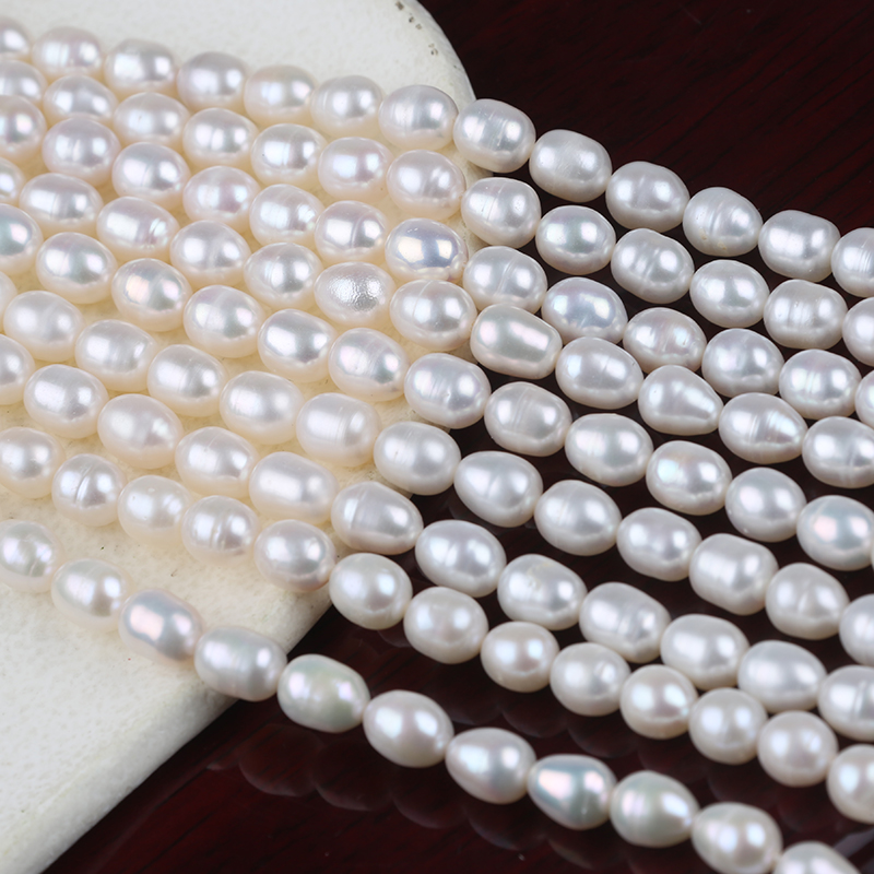 ไข่มุกน้ำจืดขายส่ง 6-7mm สายไข่มุกข้าว สำหรับทำเครื่องประดับ DIY
