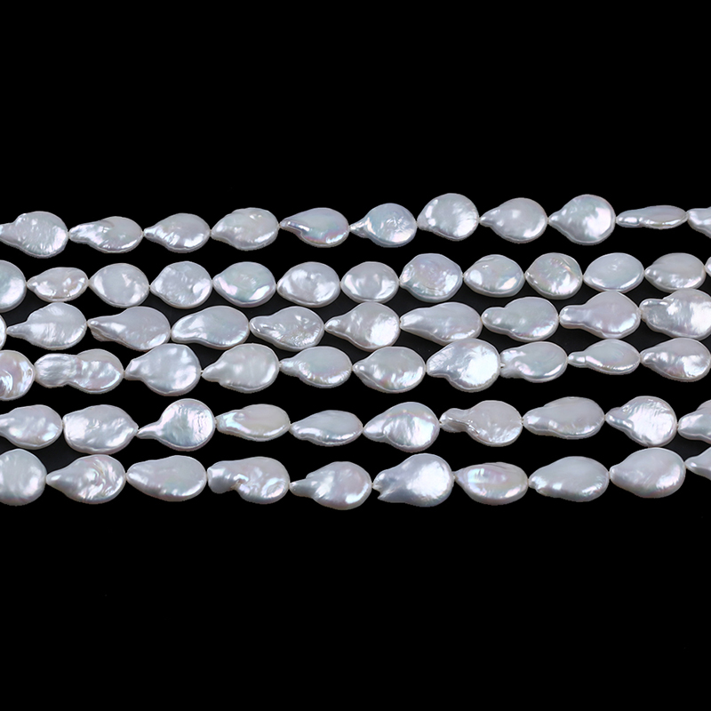 Freshwater Pearl Factory 11-12mm Natural Coin Pearl Drop Shape Beads
