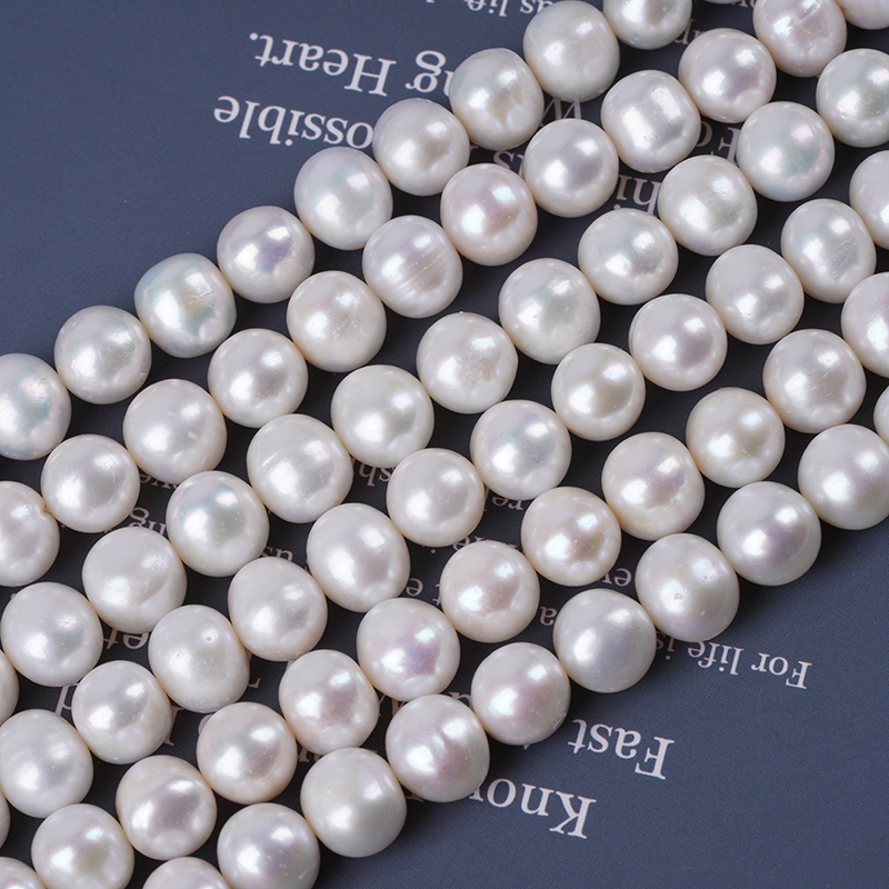 Freshwater Pearl Strand Supplier 10-11mm White Color Round Shape Freshwater Edison Pearl Strand