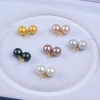 Pearl Earring Supplier Round Shape Freshwater Pearl Earring S925 Sterling Silver Needle DKST9720