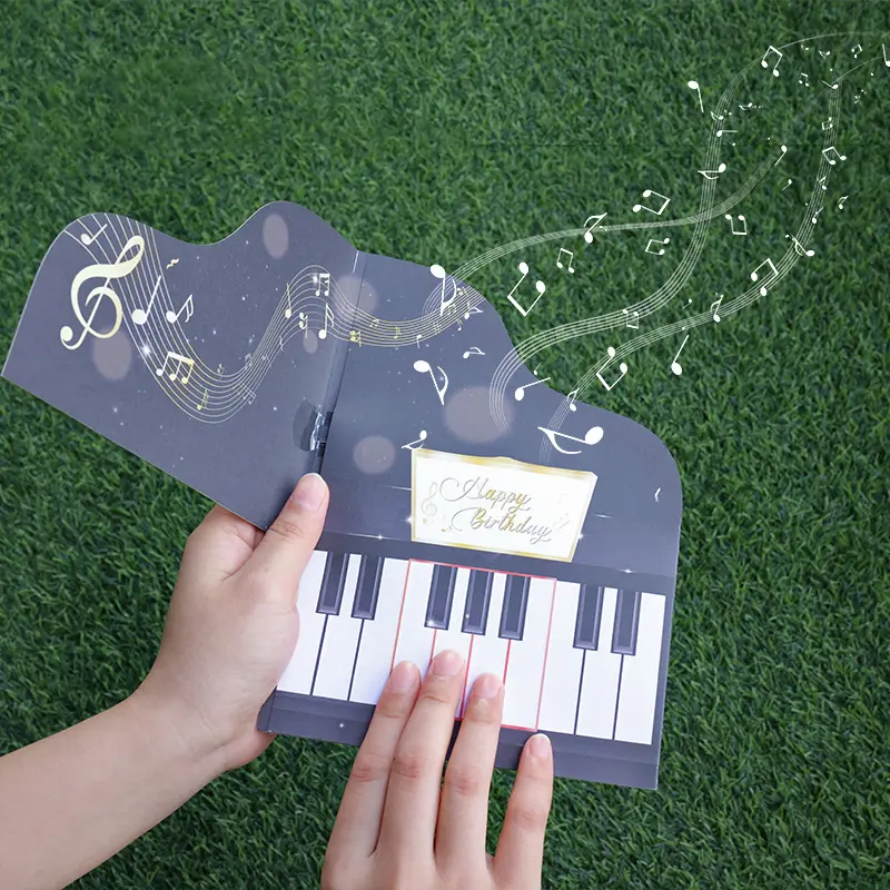 Piano Birthday Card with Music