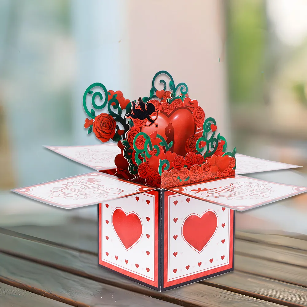 Happy Anniversary Red Rose Paper Box