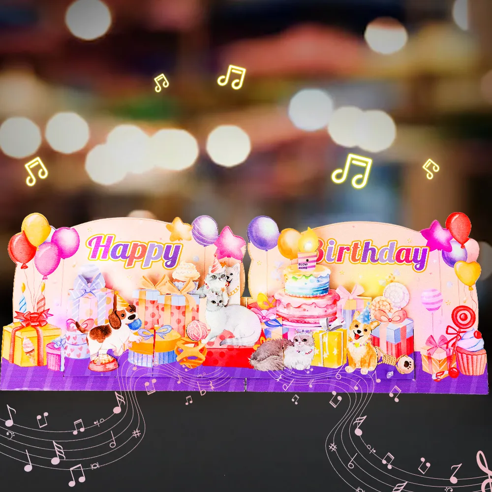 Sounds of Joy Cartoon Birthday Pop-Up Card