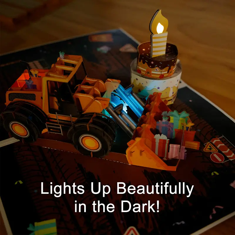 Bulldozer Birthday Pop-up Card with Music and Light