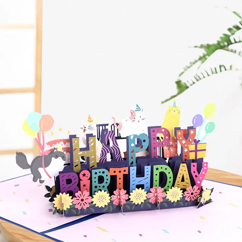 Happy Birthday Cat Pop-UP Card