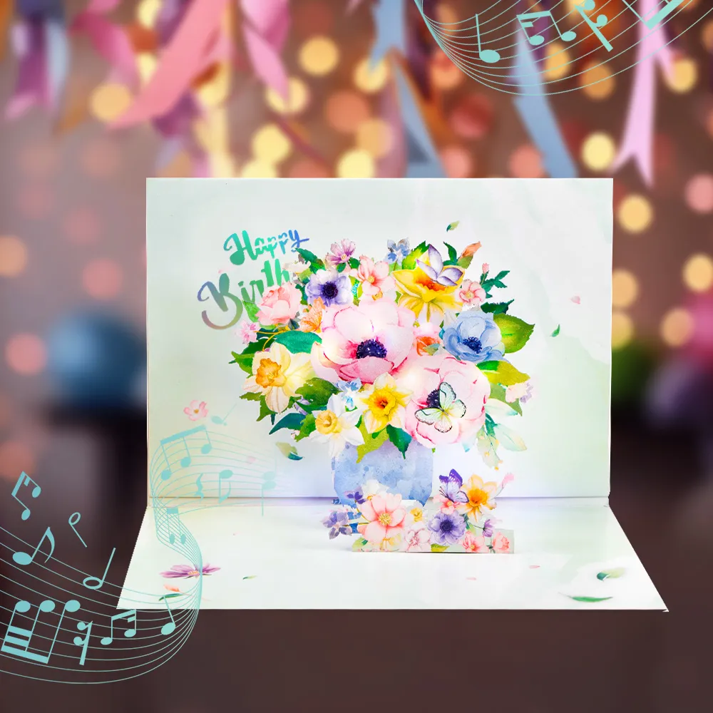 Flower Happy Birthday Pop Up Card