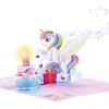 Unicorn Birthday Pop-Up Card with Blow-Out Lights and Music