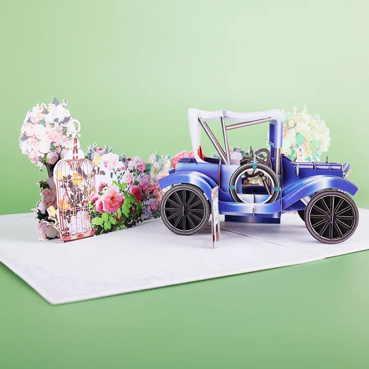 Vintage Wedding Car Pop-Up Card