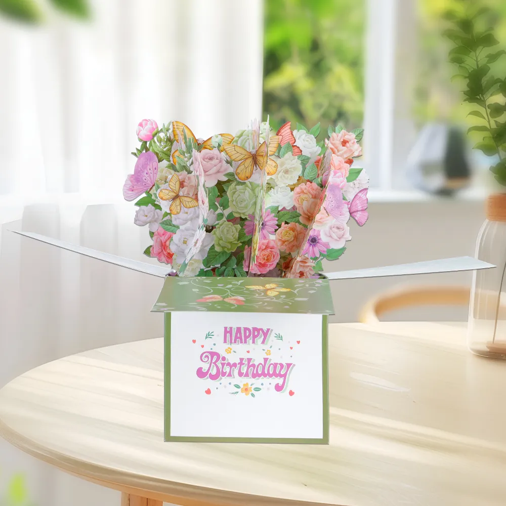 Elegant Pop-Up Box Card with Flower Bouquet