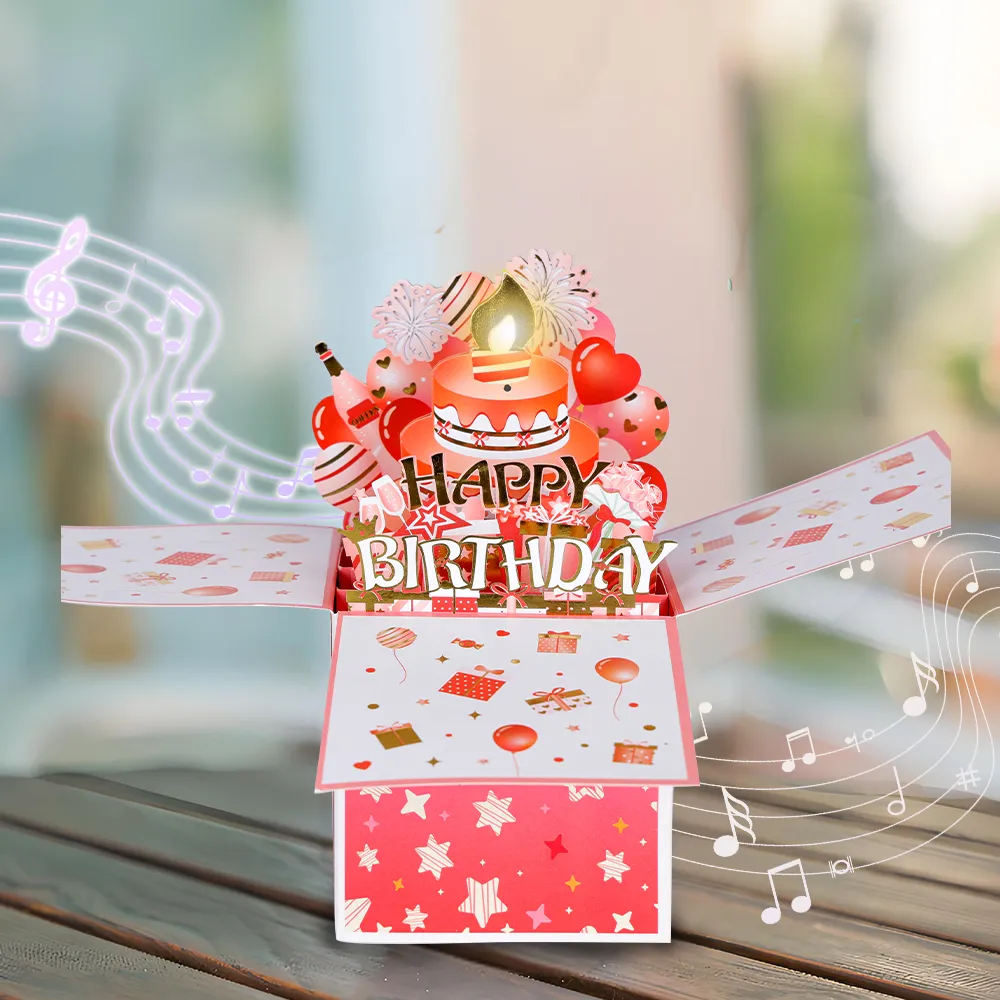 Interactive Pop-Up Birthday Gift Box with Lights and Music