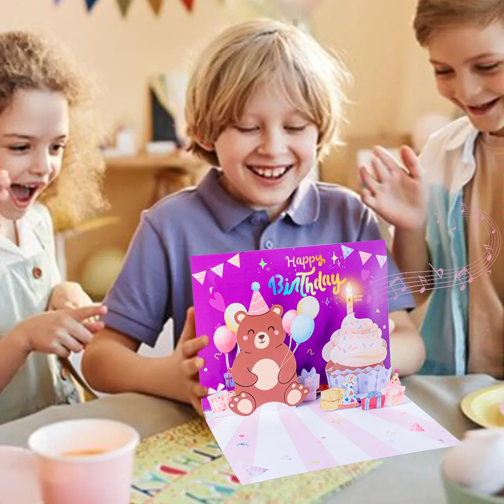 Magical Bear Birthday Pop-Up Card with Light & Music