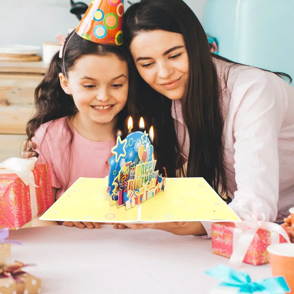 Happy Birthday Blowable Music and Light Pop Up Card