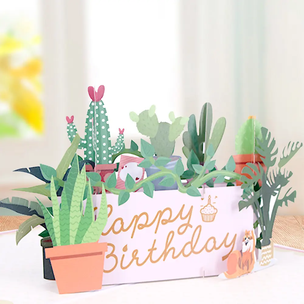 Happy Birthday Cacti 3D Pop-Up Card