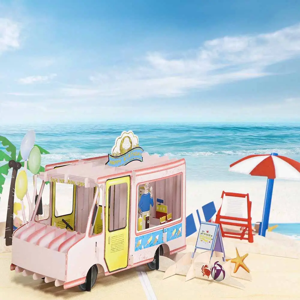 Happy Birthday Ice Cream Car Pop-Up Card