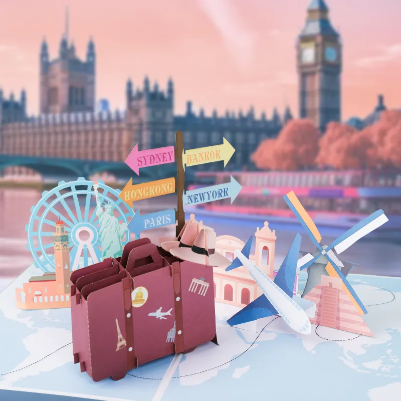 Cartolina Pop Up 3D Viaggi Felici