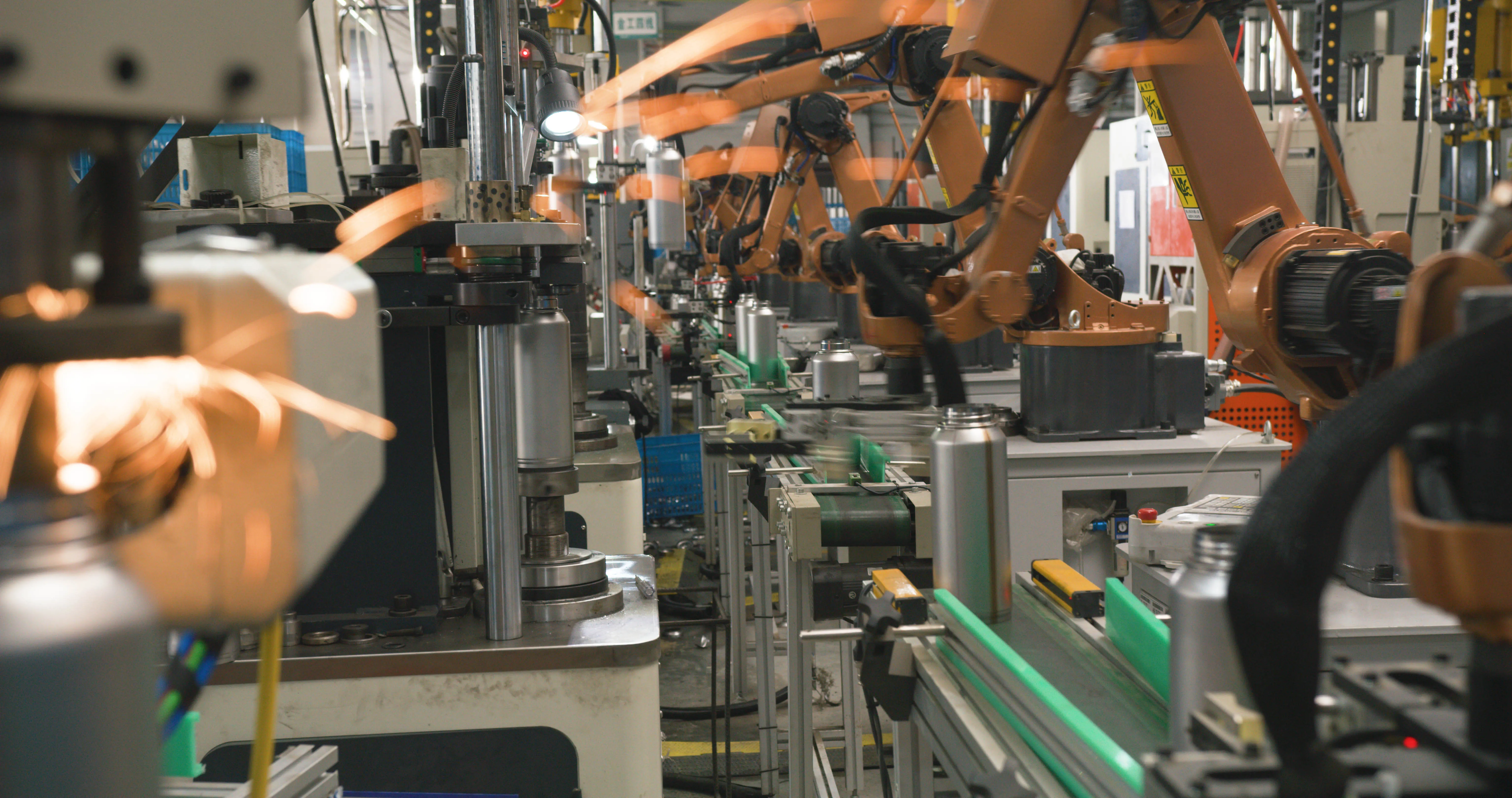 Workers packaging lights