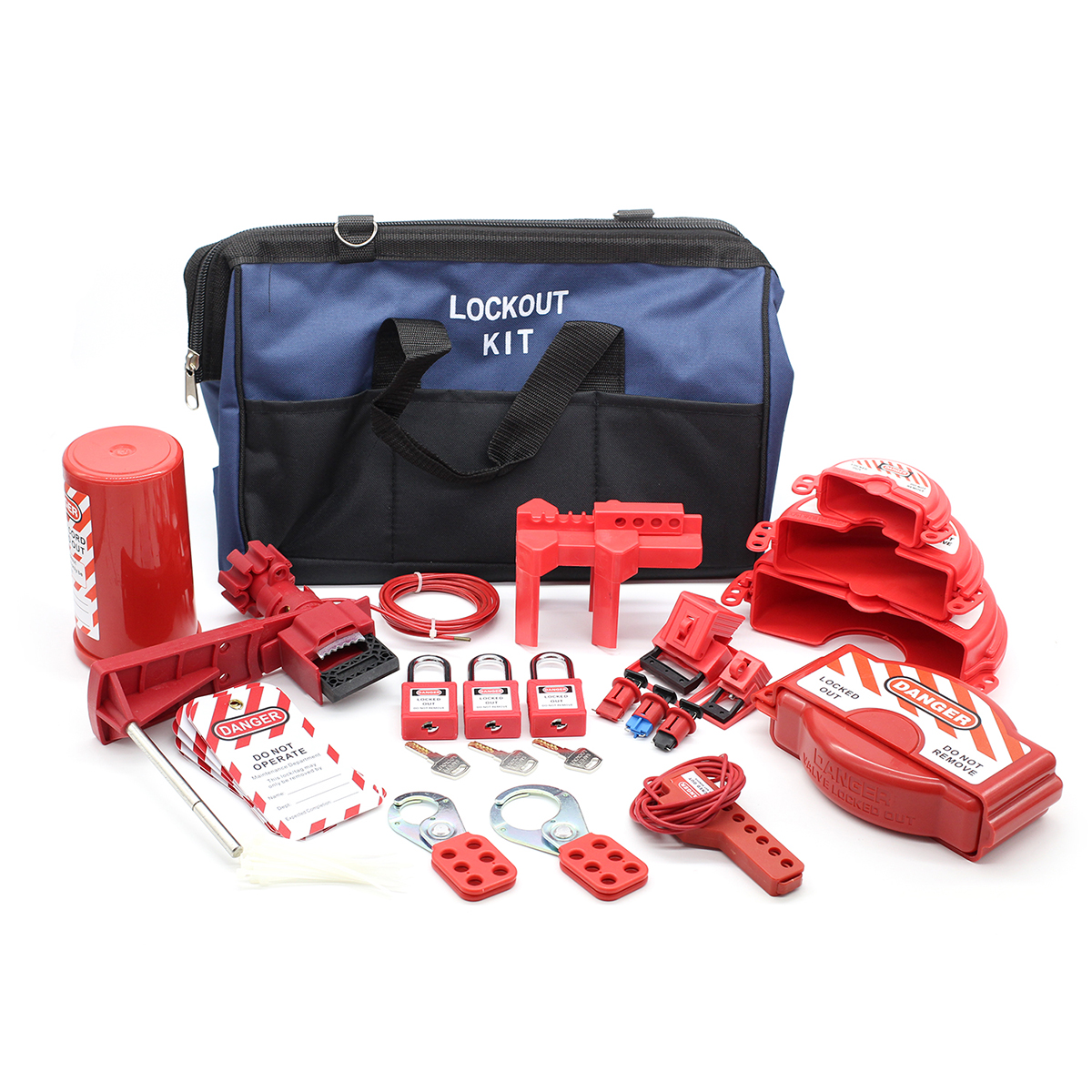 Valve lcokout tagout kit with valve lockout & safety padlock & hasp lockout