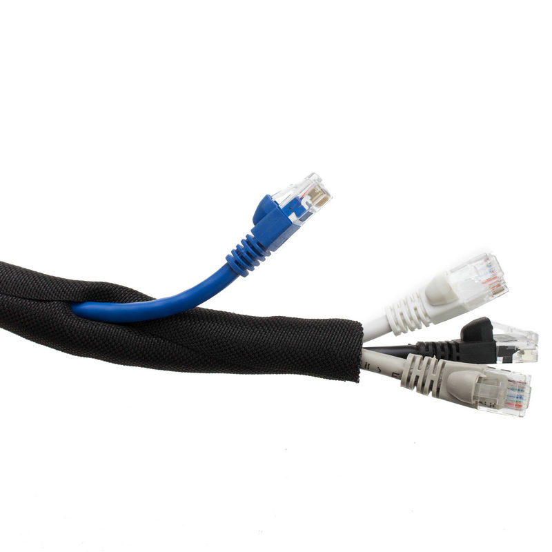 Black woven split tubular wiring loom harness wrap manufacturer, company, supplier Xiamen MJ