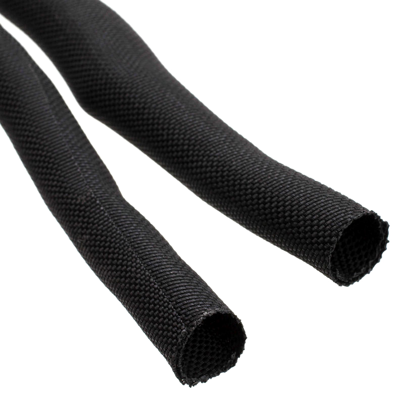 Black woven split tubular wiring loom harness wrap manufacturer, company, supplier Xiamen MJ