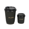 8oz black double wall paper cup hot stamping with lid coffee cup