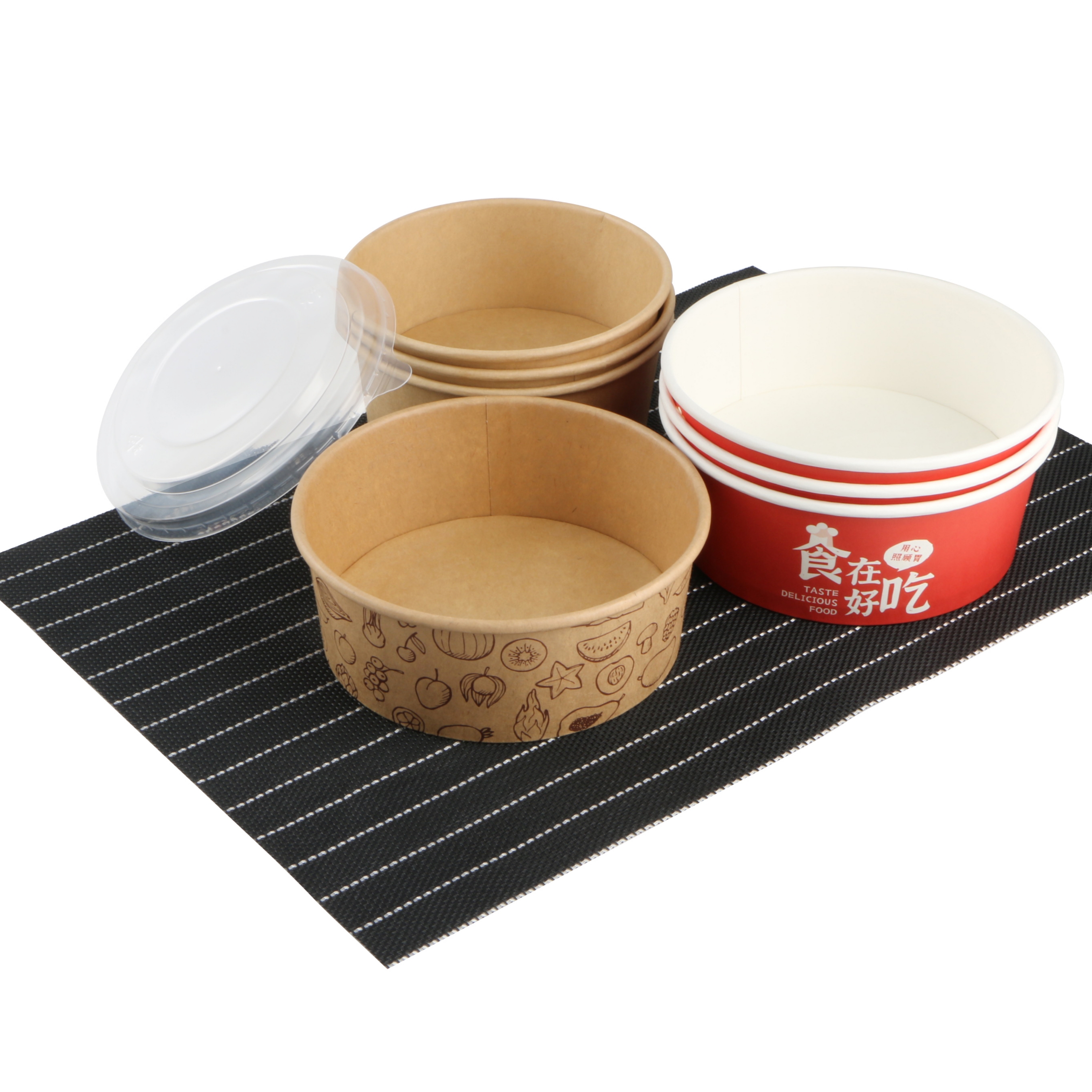 Disposable custom printing food packing box salad bowls kraft paper ...