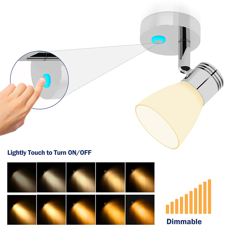 12V Touch Switch LED Reading Light Wall Lamp Without USB For Boat RV