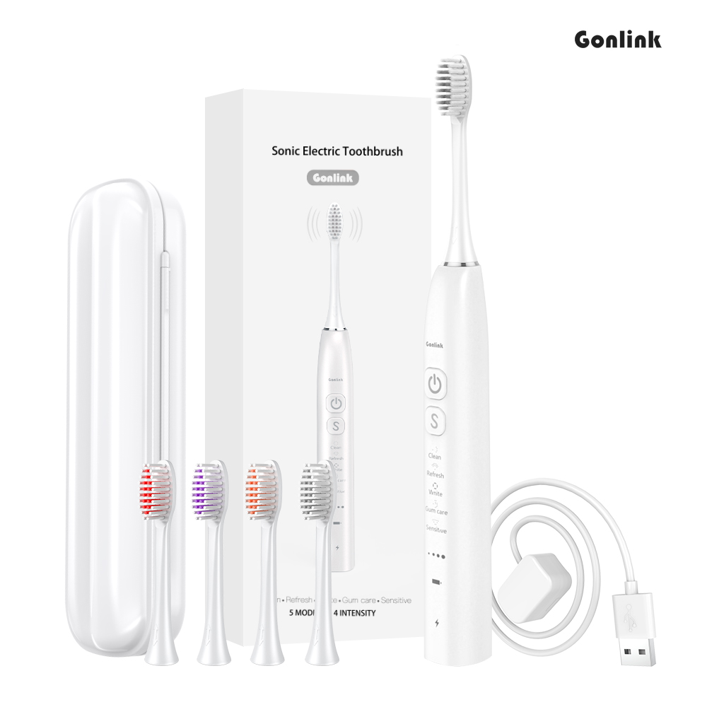 Gonlink Smart Rechargeable Ipx7 Waterproof Adult Sonic Electric Toothbrush 