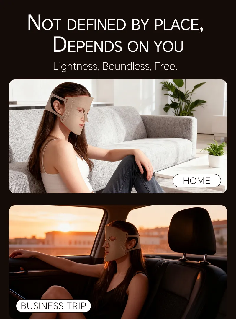 Masque Facial à LED NIR Ultrathin en Silicone Étanche IPX7