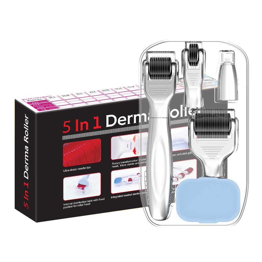 Ensemble de rouleaux derma à microneedles en titane 5 en 1 pour l'élimination des vergetures de la peau