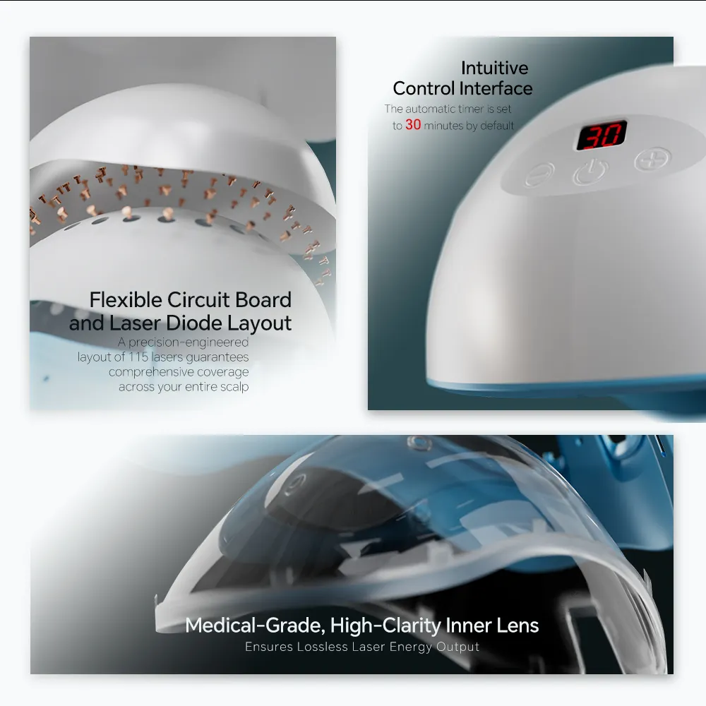 Effektive 850nm Infrarot-Nahlicht & 655nm Laser-Haarmatrix-Helm