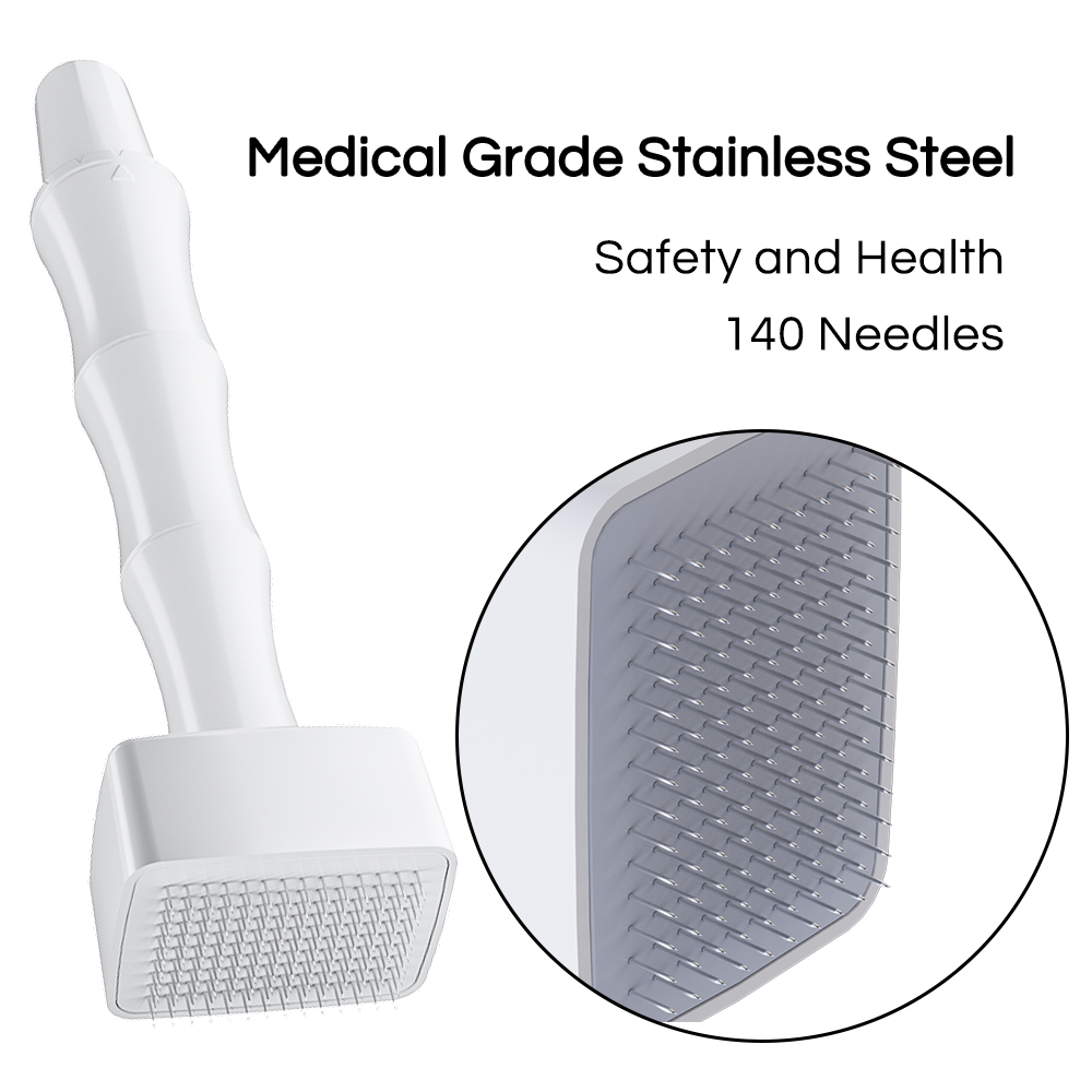 Microneedling Derma Stamp Réglable Médical en Acier Inoxydable Aiguille 140 PIN pour la Peau et les Cheveux